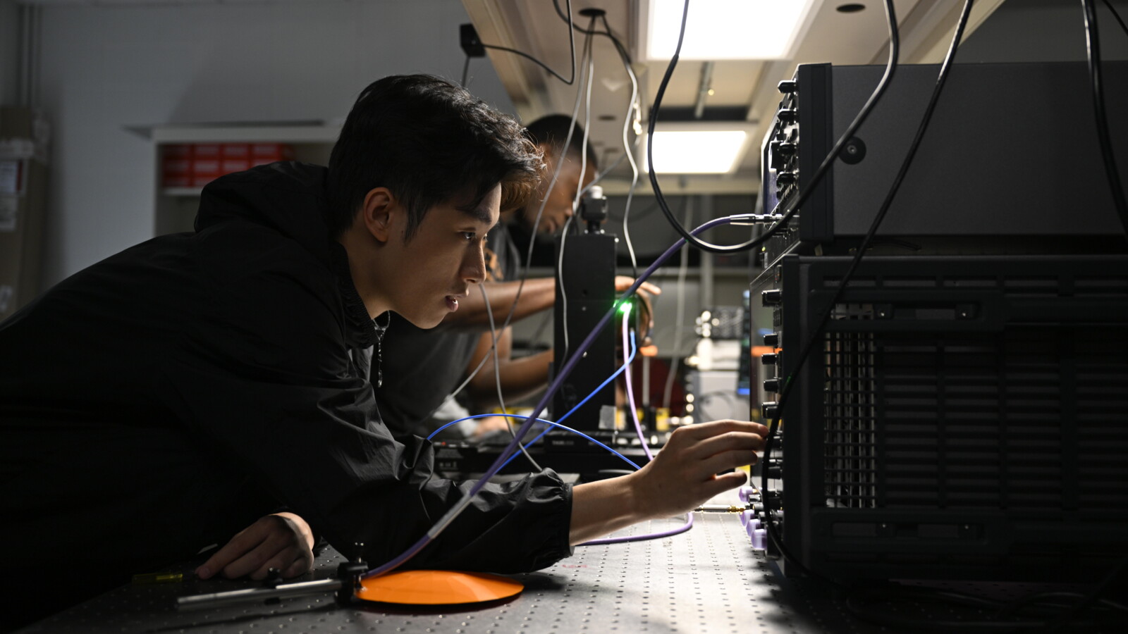 A male engineer working in a lab