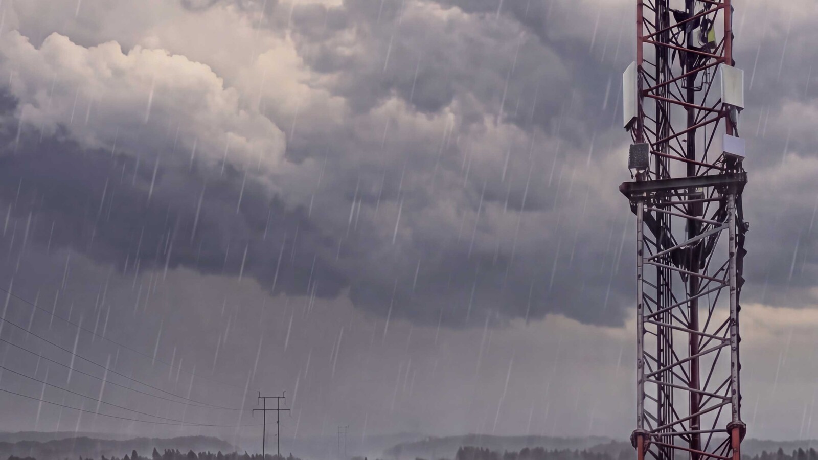 antenna site in stormy weather situation