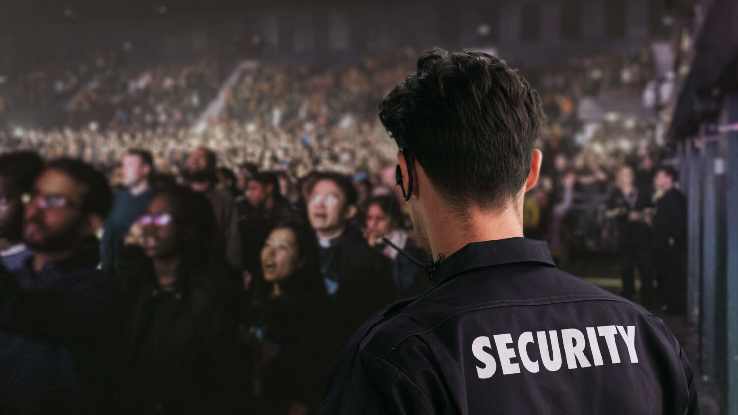 security person in public crowd