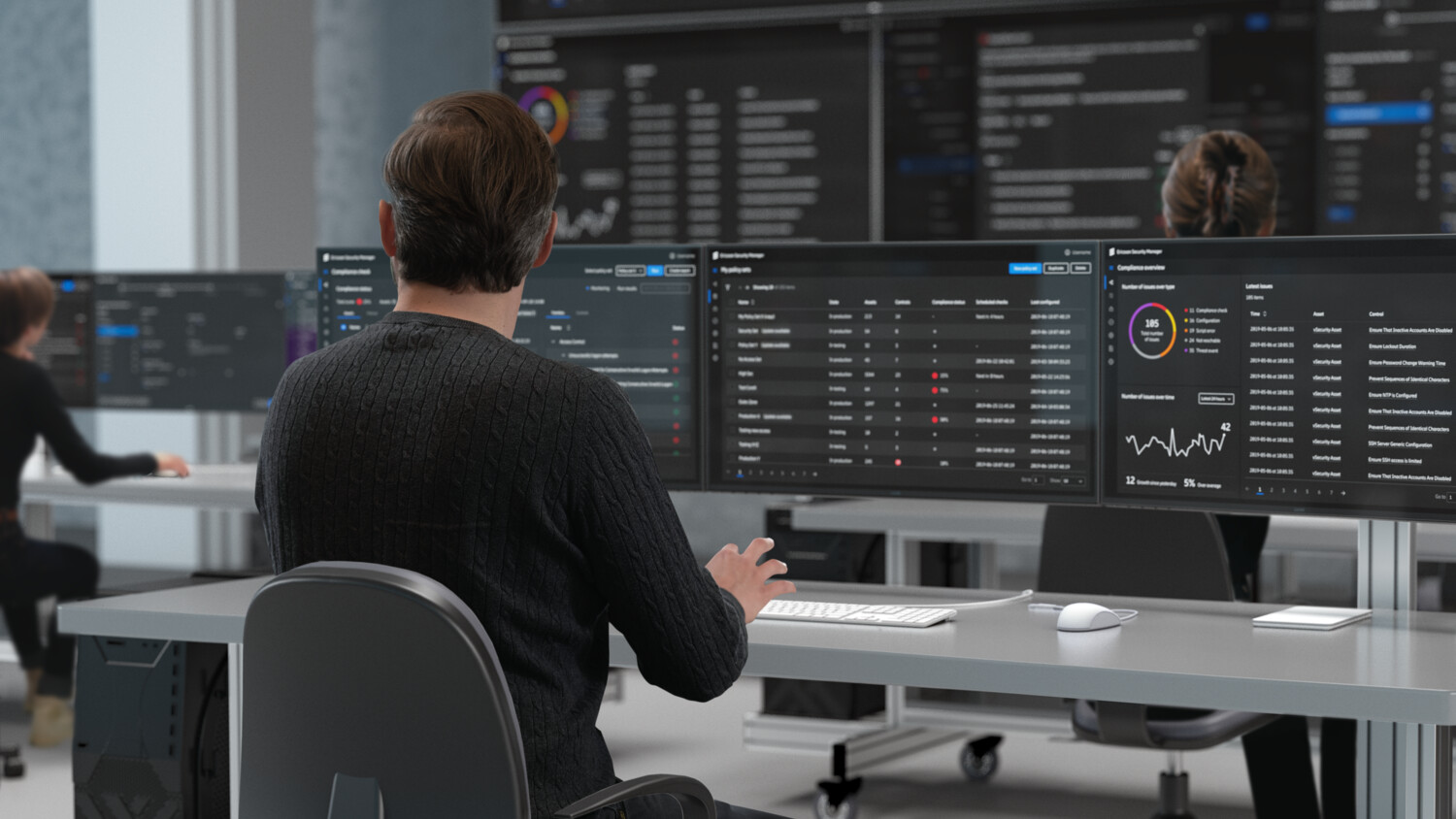 Security Manager monitoring in Security Operation Center room.