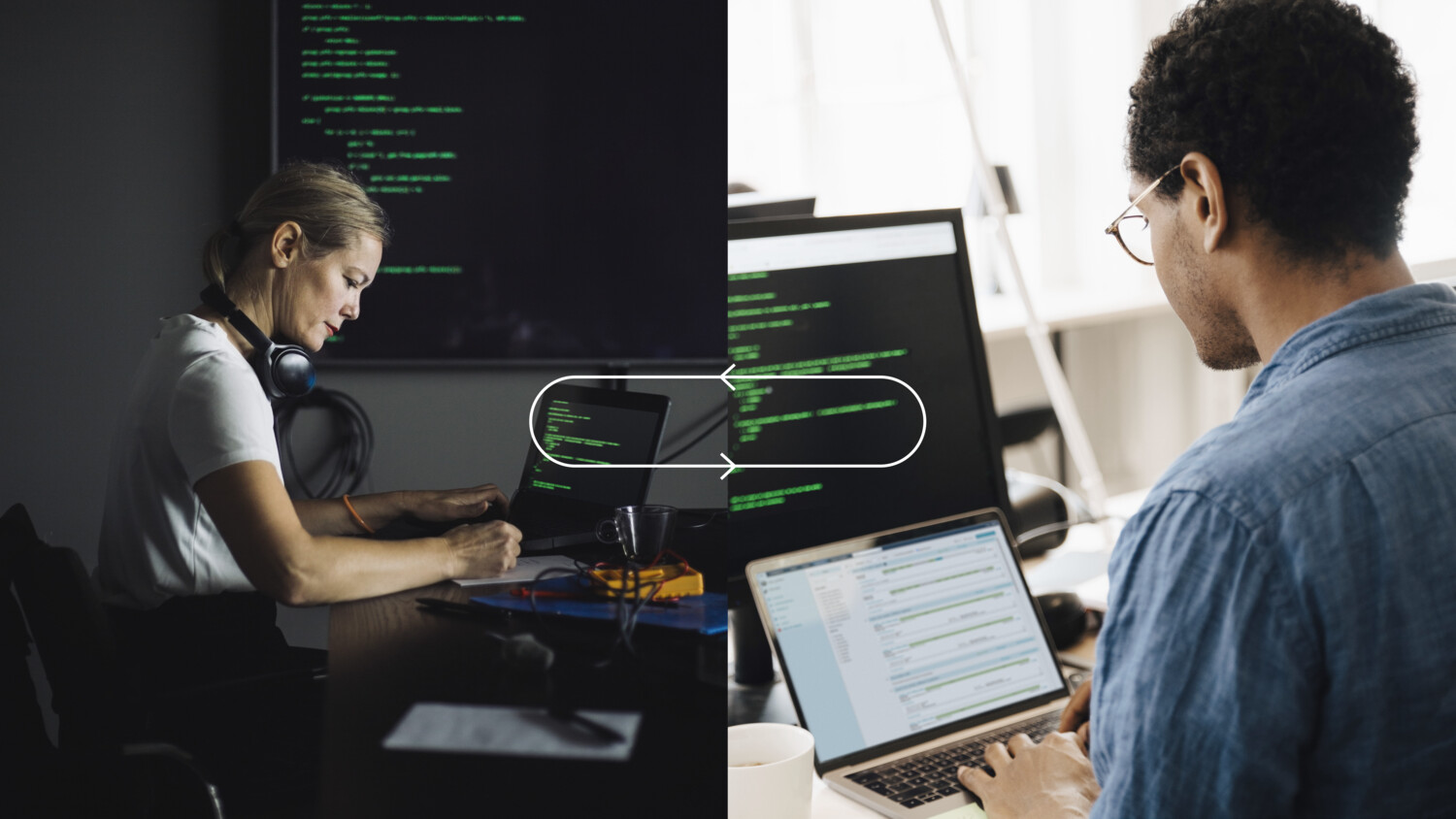 Developers working on laptop.