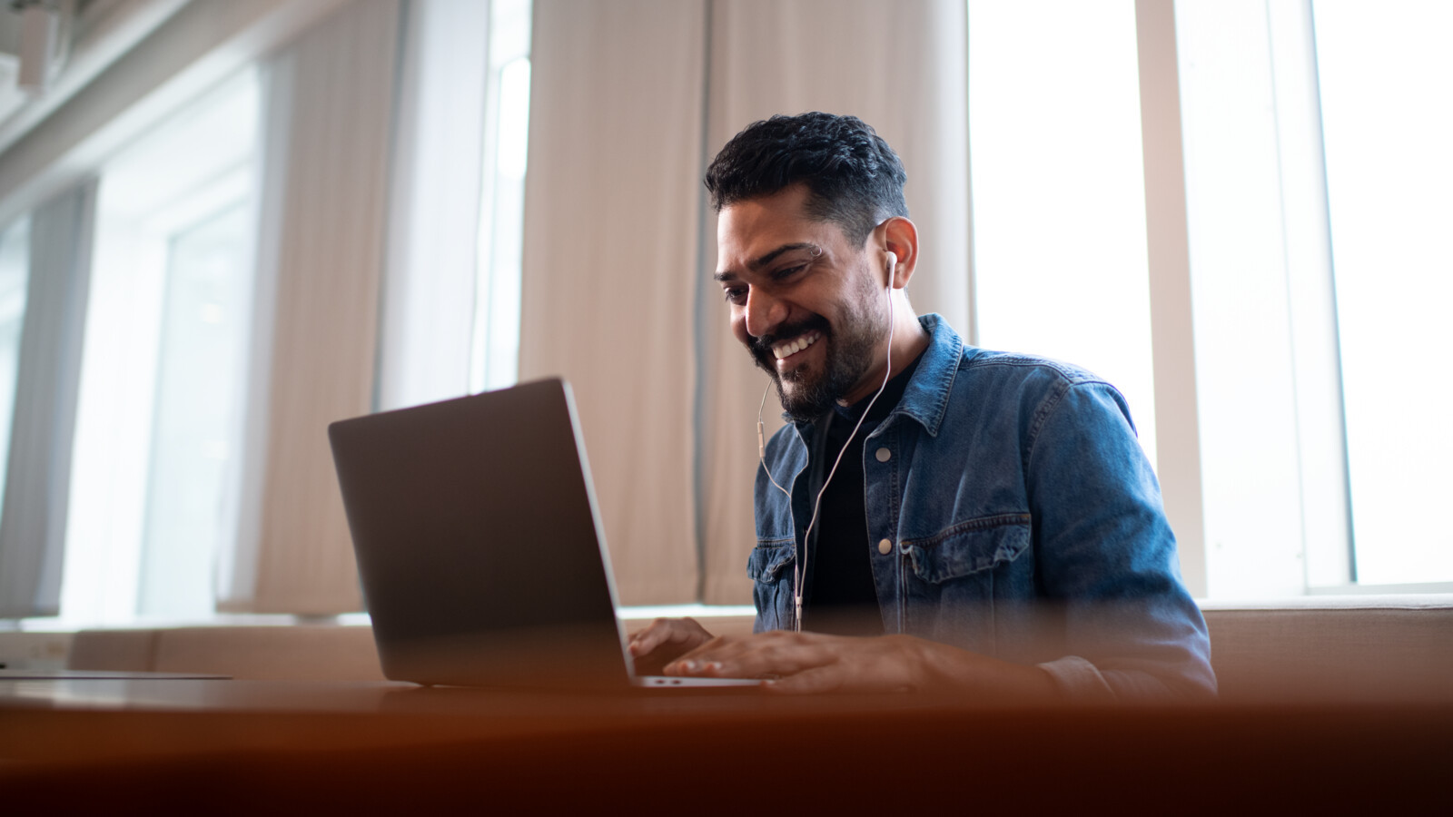 Young man working on laptop