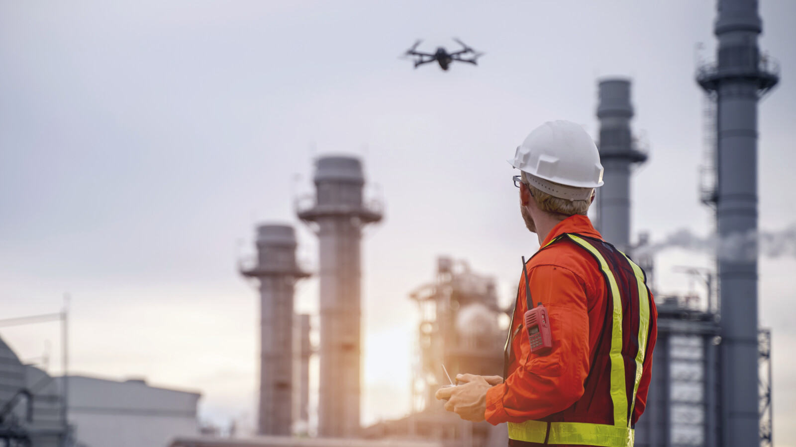 Worker safety Person using surveillance drone