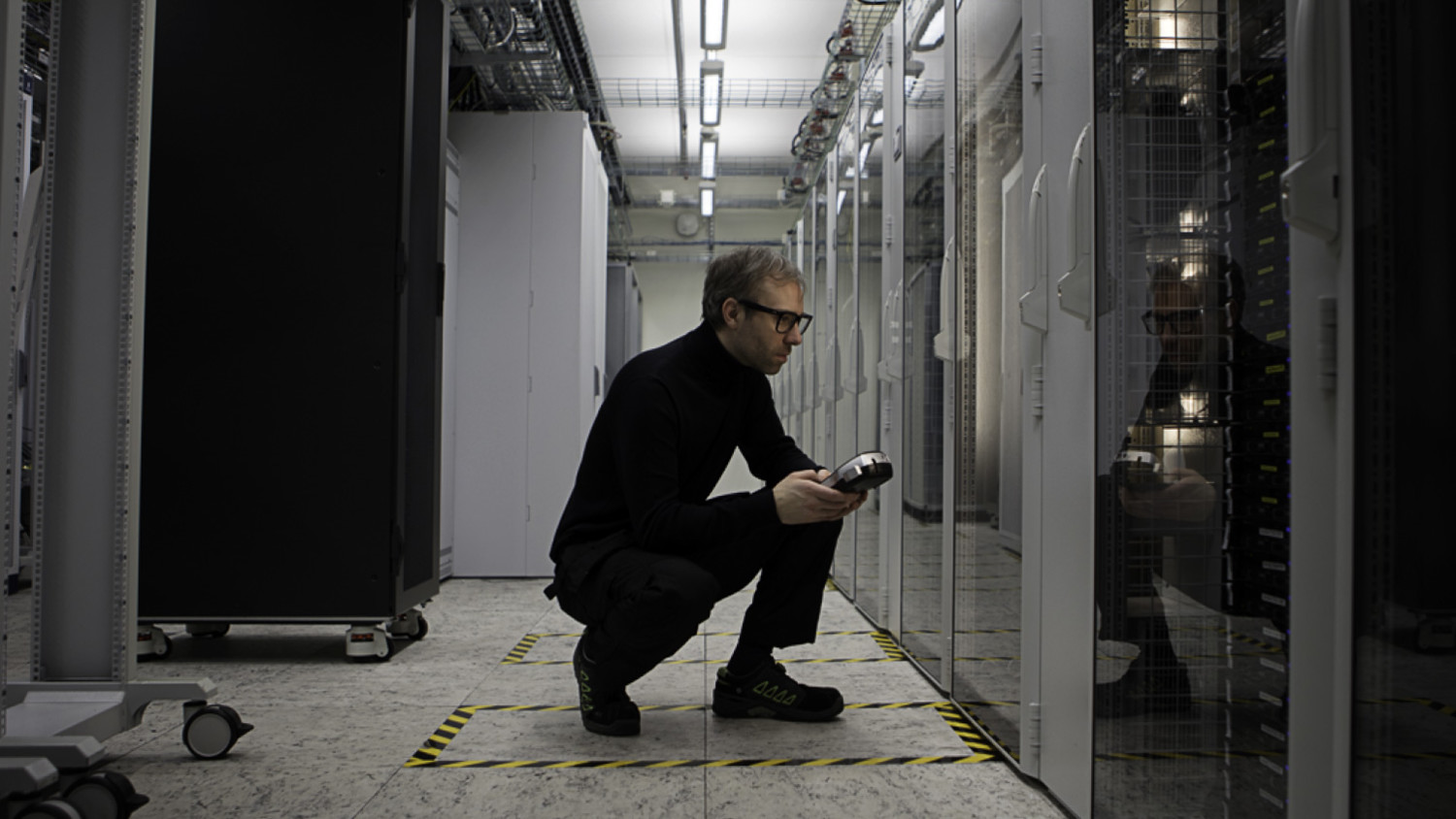 Man sitting by equipment