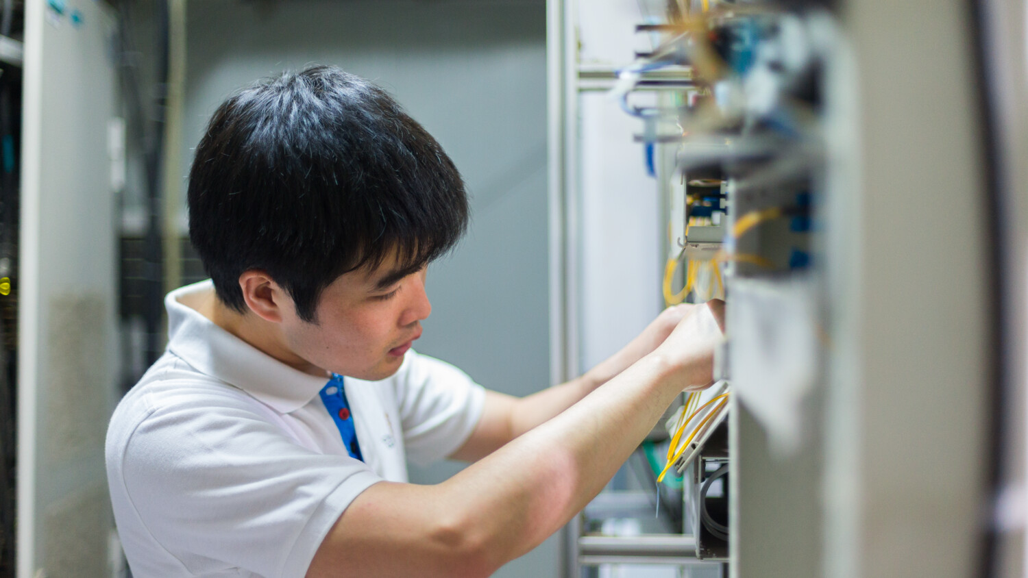 engineer working with machine