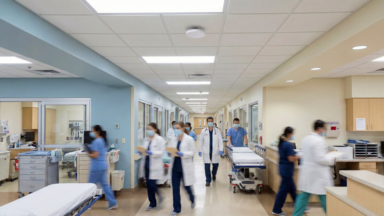 Doctors moving in Corridor