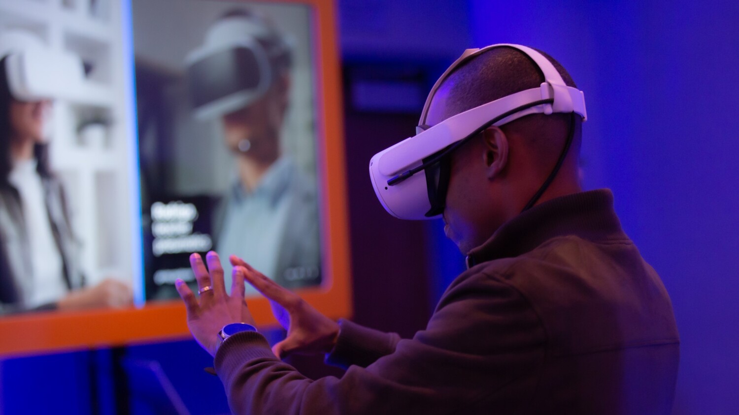 A boy trying the AR/VR Glasses 