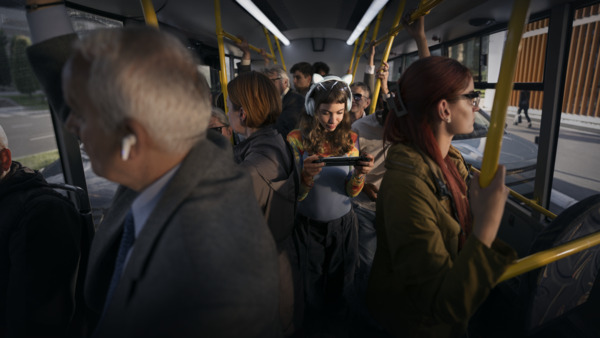 People using public transport.