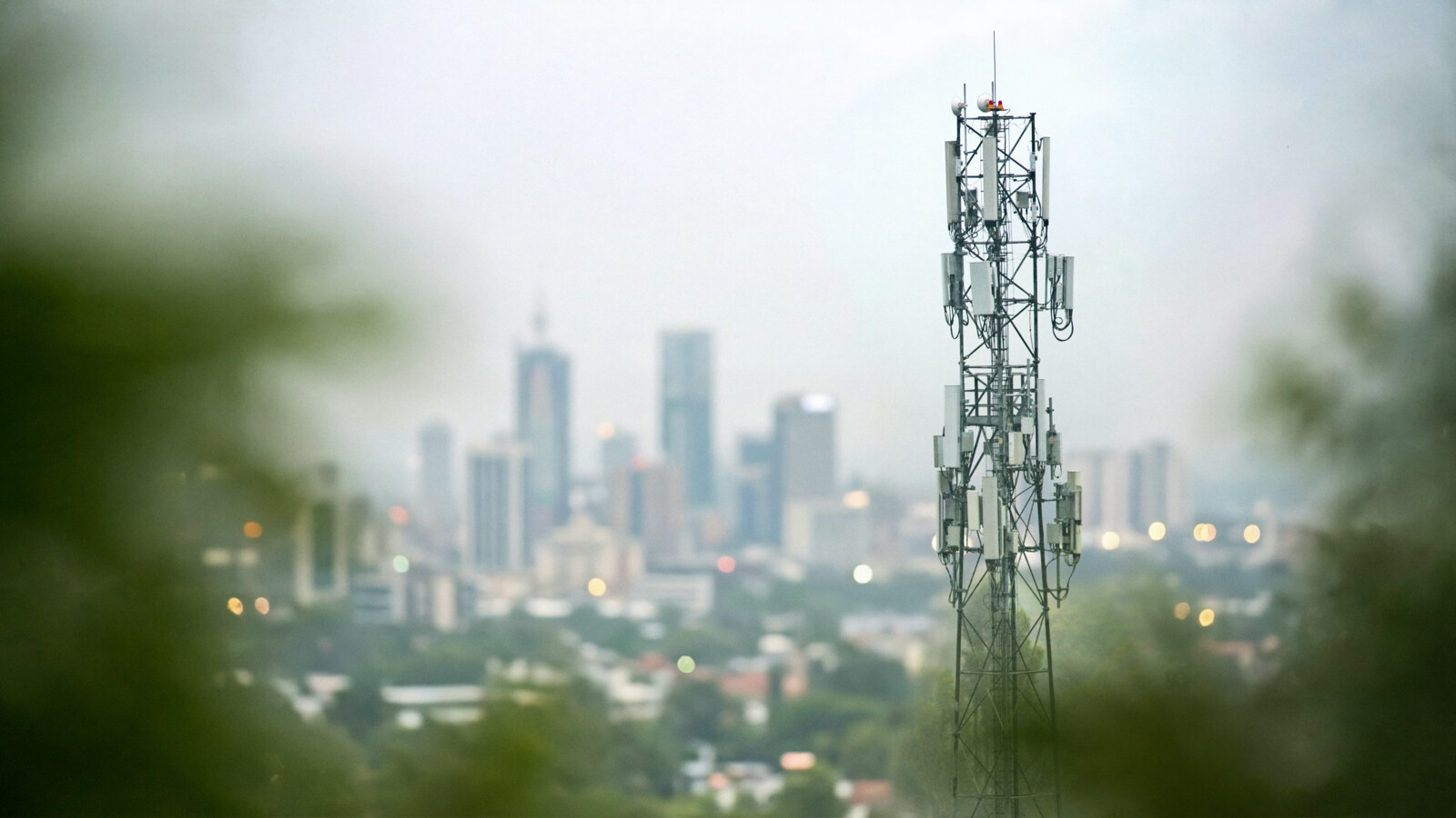AI_generated Radio tower city landscape