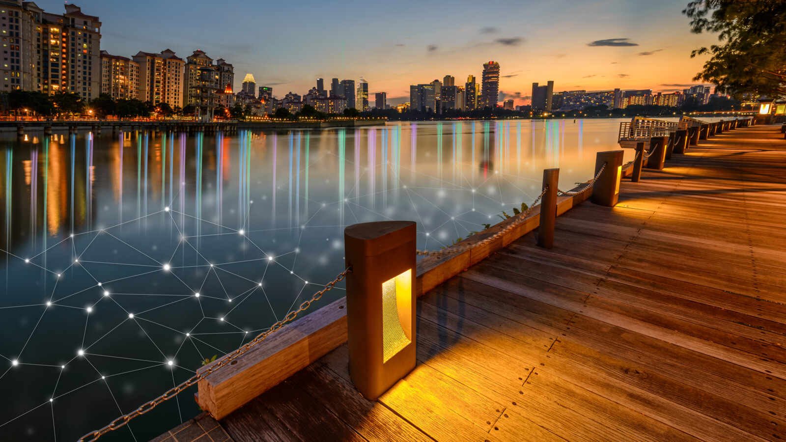 City view with water.