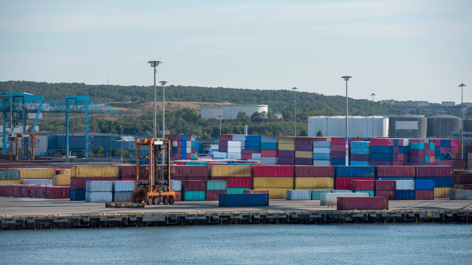 Containers in a port.