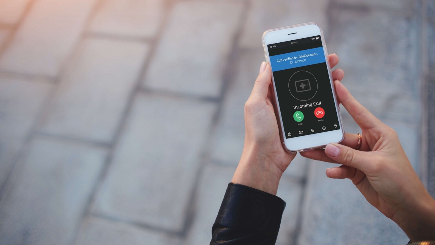 Hands with mobile phone