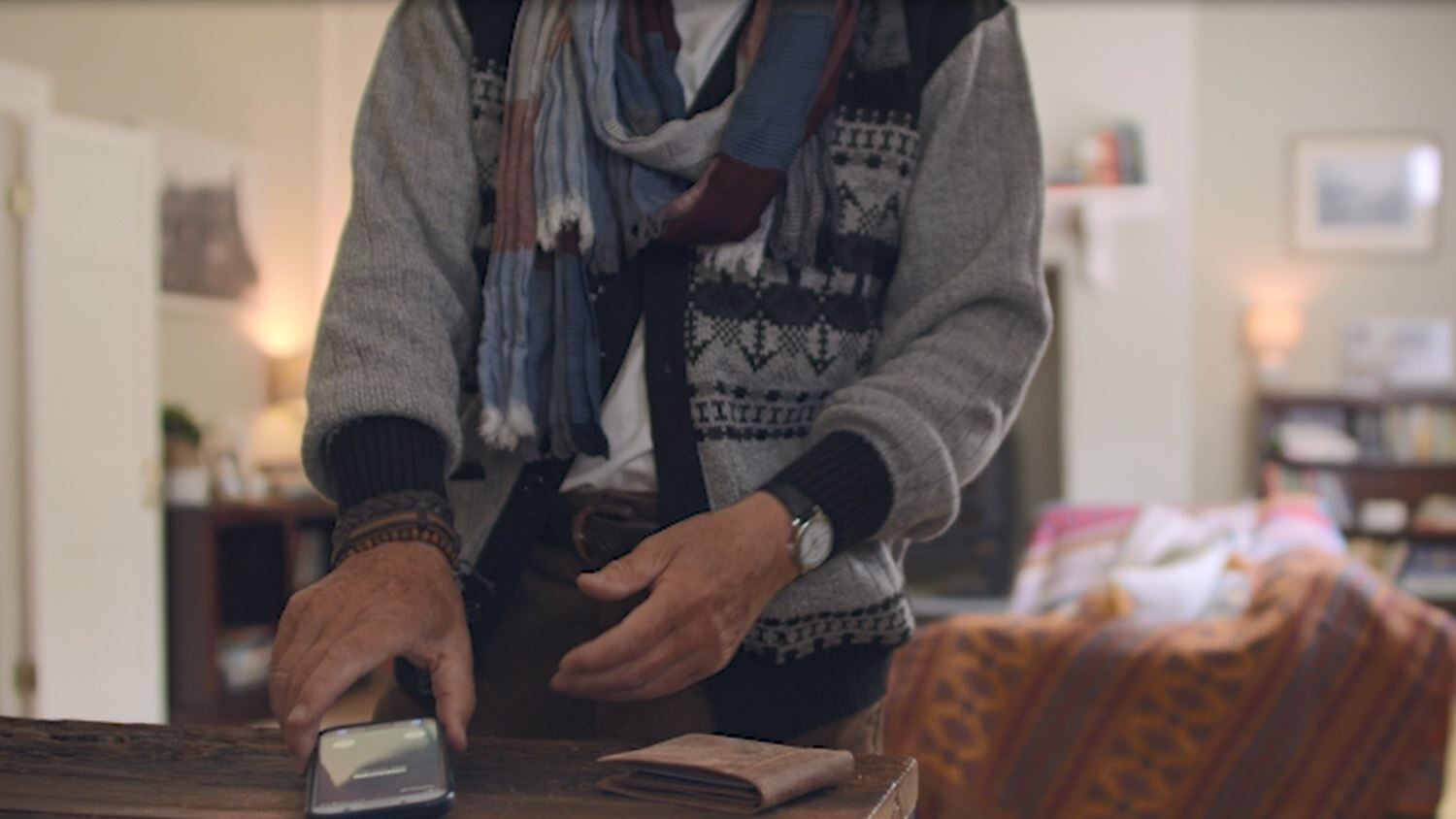 Old man with a phone