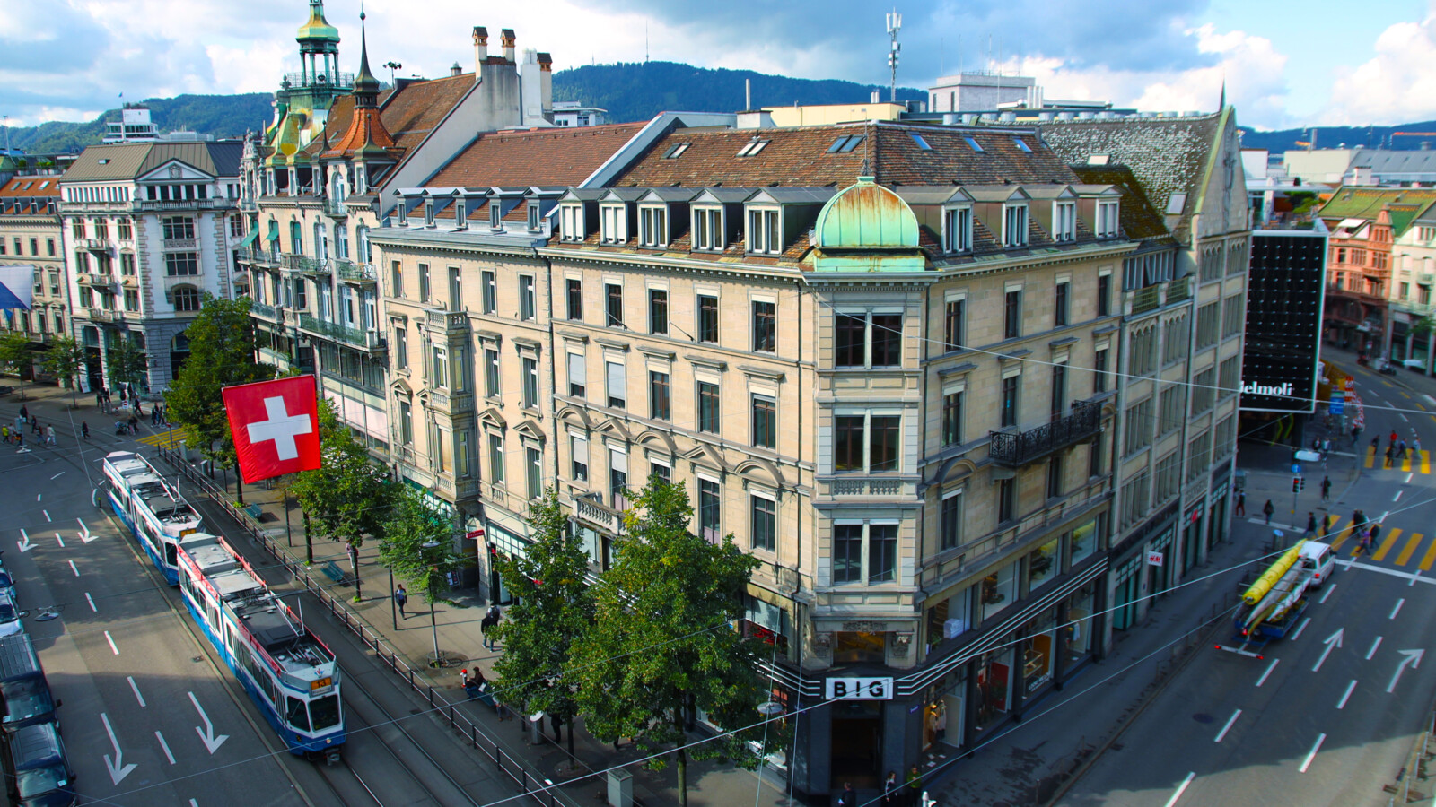 5G antenna on a rooftop in Switzerland.
