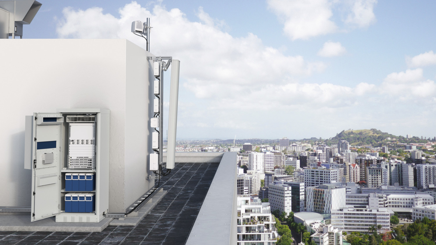 Dense urban rooftop
