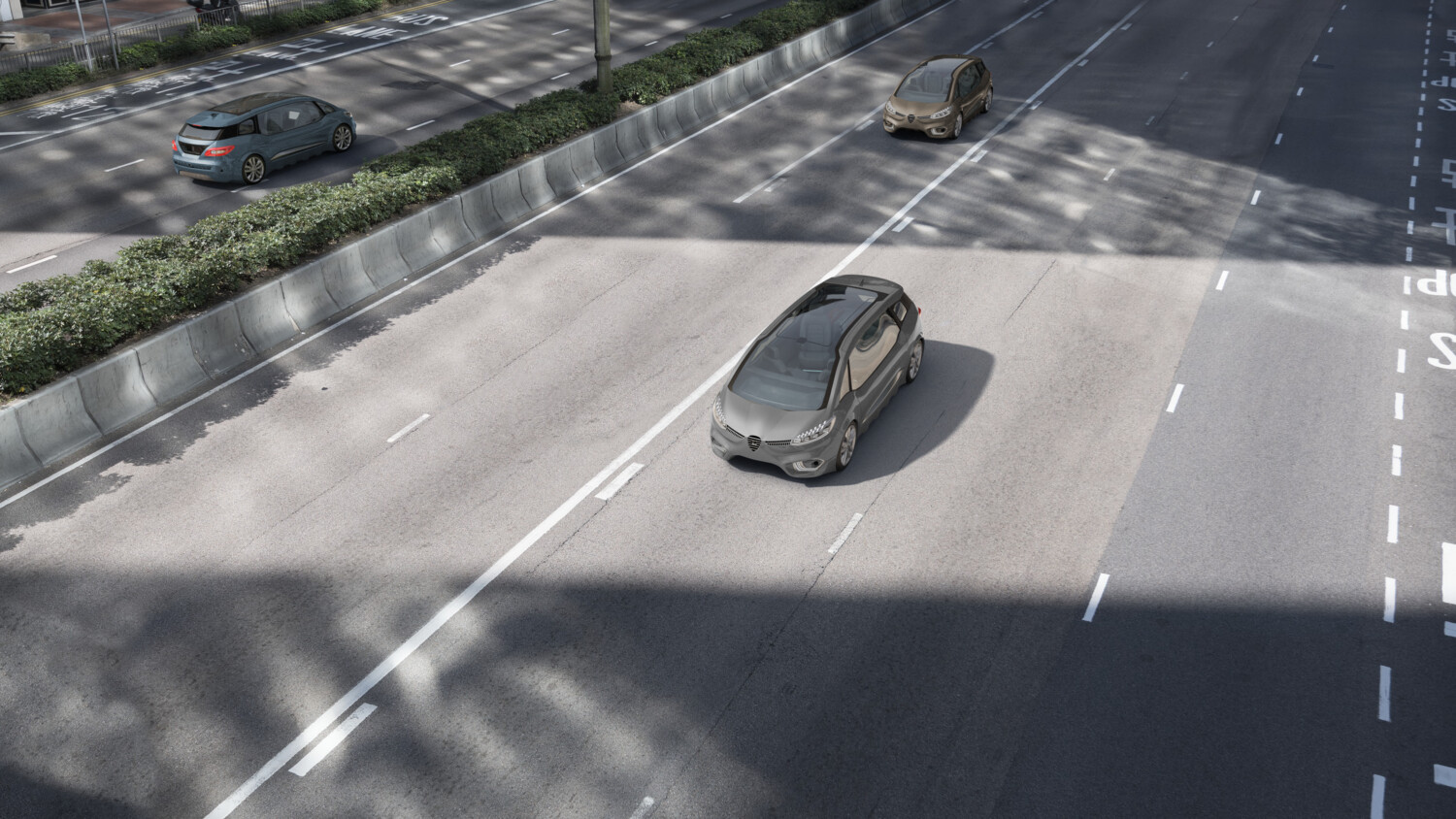 Connected vehicle on a road.