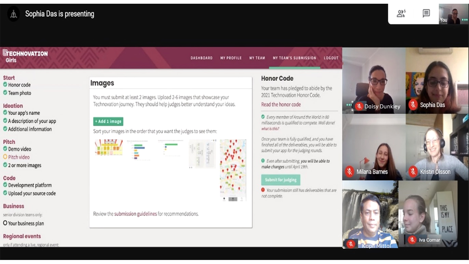 The team of mentors and mentees met virtually every Sunday for a weekly check-in on progress.