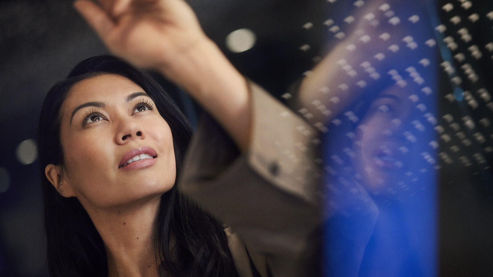 Portrait of a woman looking up