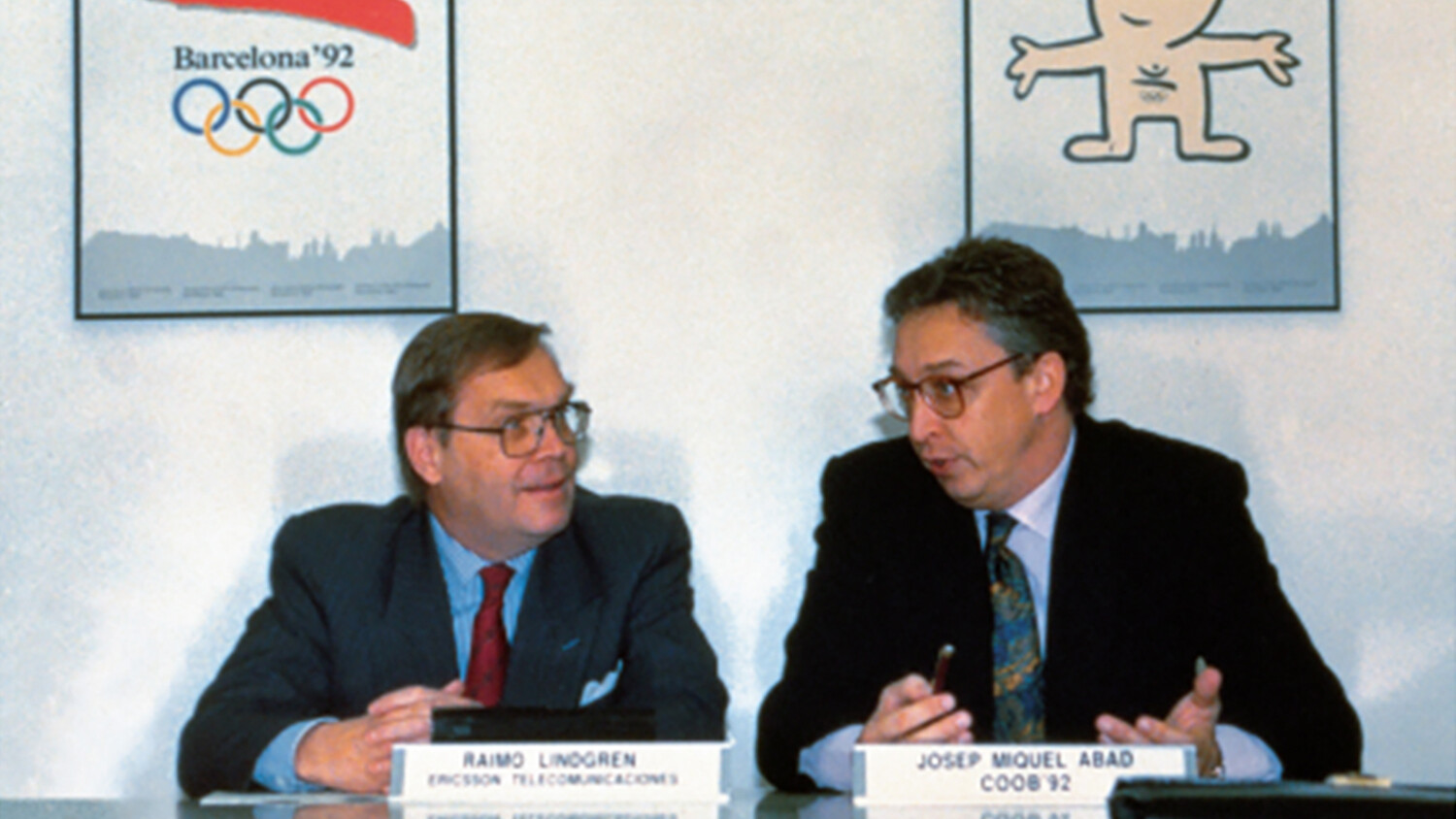 Firma del contrato que ligaba a Ericsson con Barcelona ‘92 como proveedor oficial de todas las comunicaciones internas.