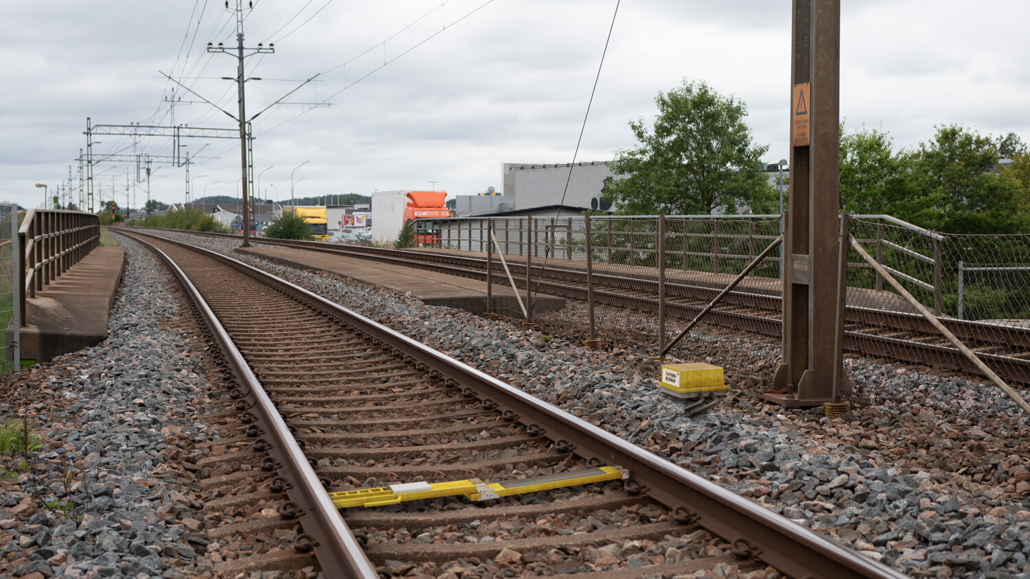 Monitoring equipment on a railway track.