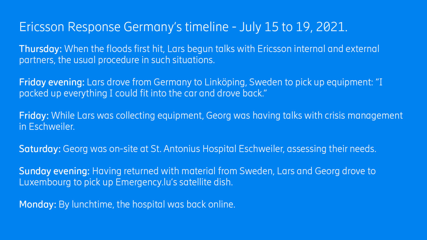Ericsson Response was determined to bring connectivity to St. Antonius Hospital