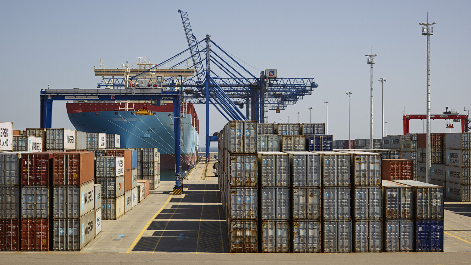 Containers in a port.