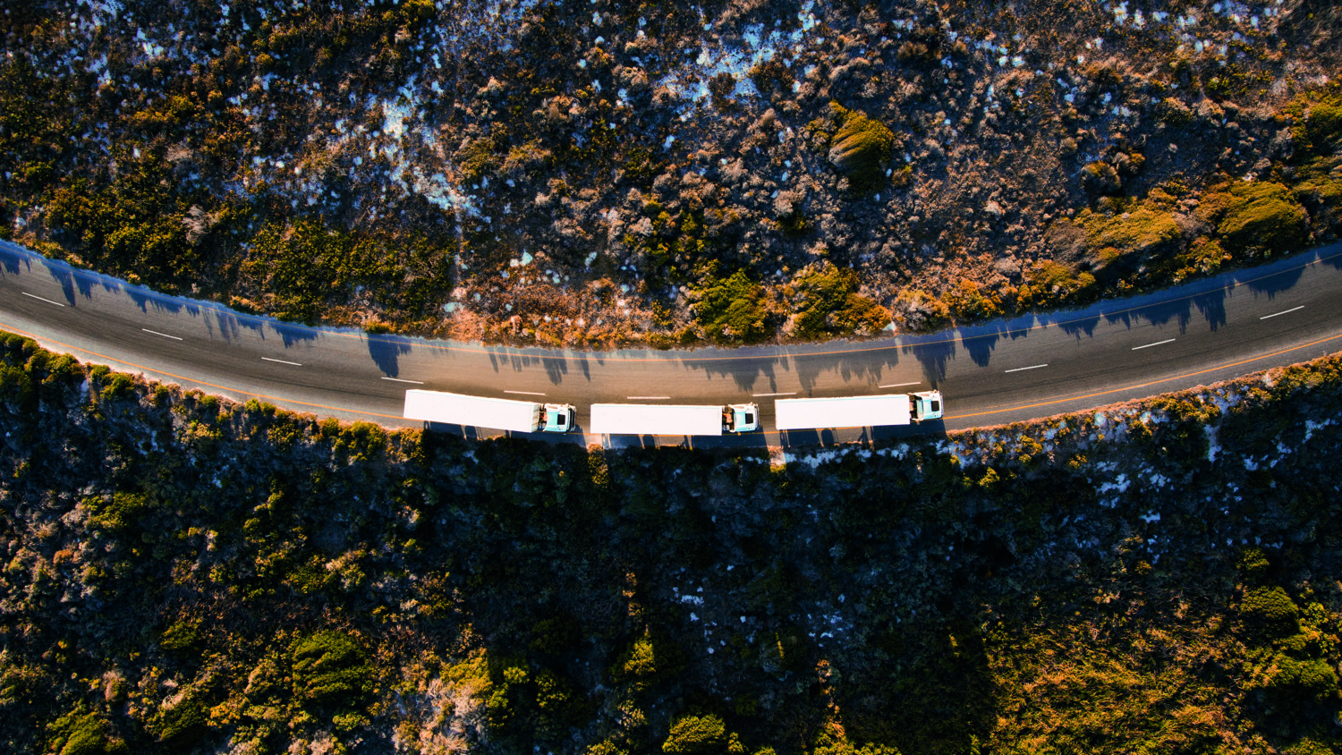 A fleet of trucks with 5G-enabled connectivity.