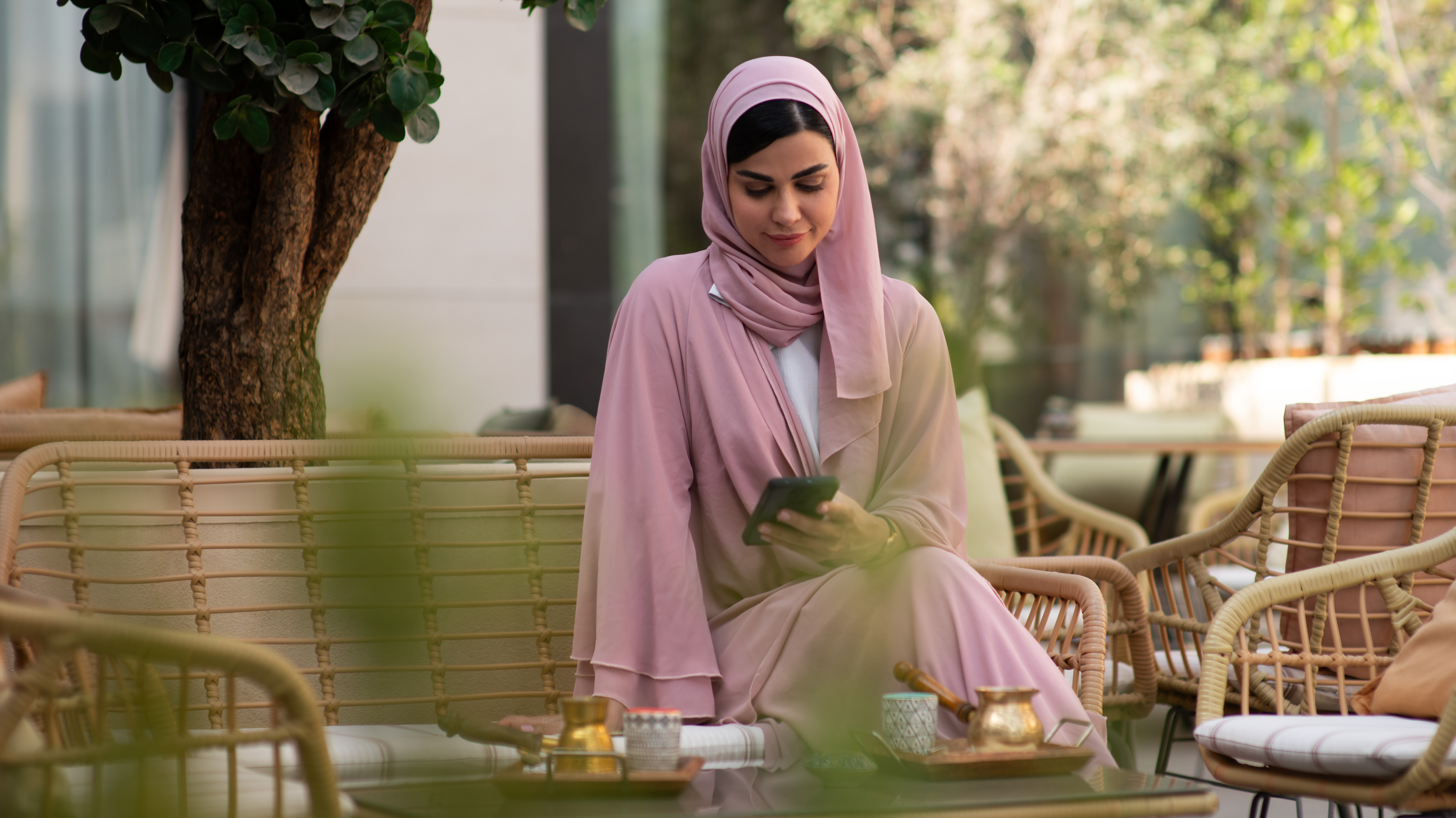 Woman browsing on her mobile.