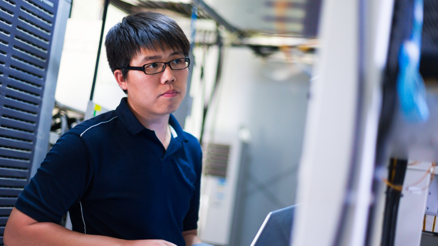 man working with laptop