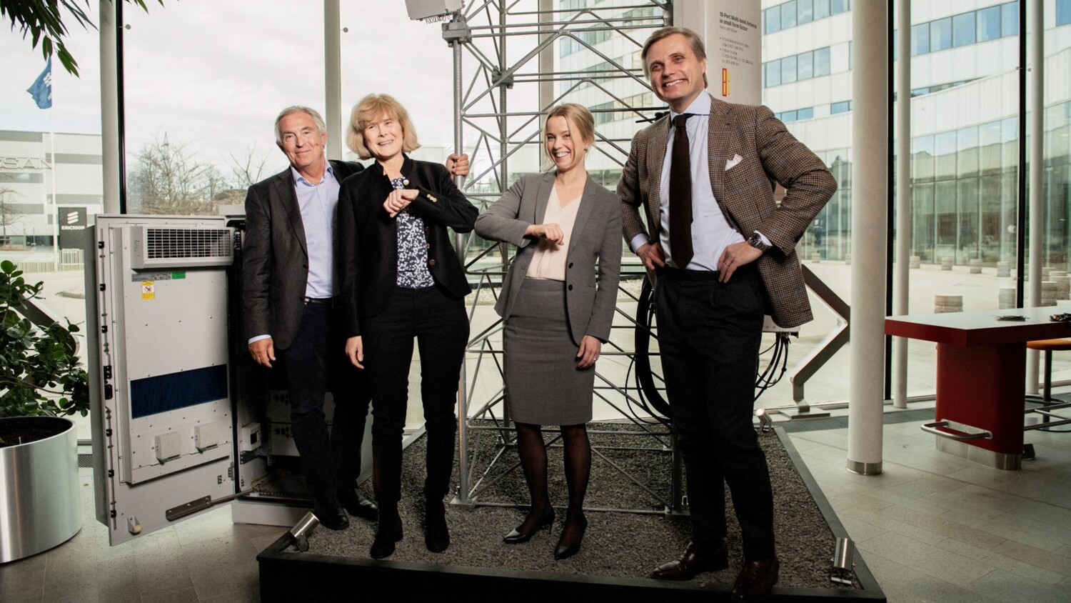Roland Svensson (CTO, Teracom AB), Åsa Sundberg (CEO, Teracom AB), Jenny Lindqvist (Head of Customer Unit Northern & Central Europe, Ericsson), Fredrik Jejdling (Head of Business Area Networks, Ericsson)  