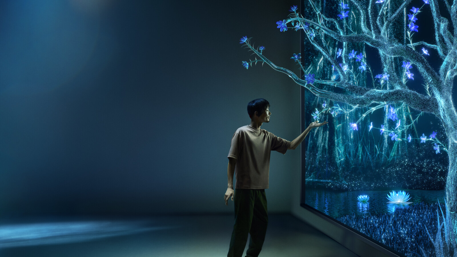 Person interacting with immersive experience