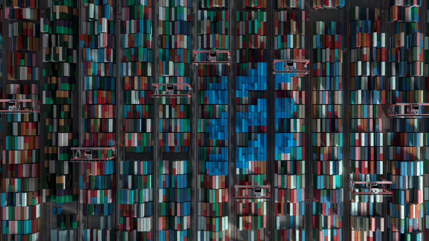 Aerial view of containers.