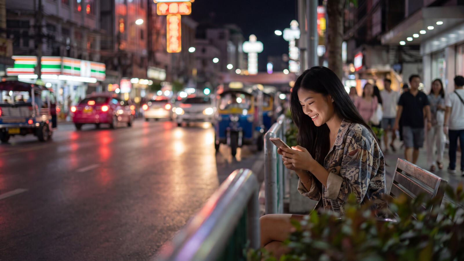 A woman with mobile phone