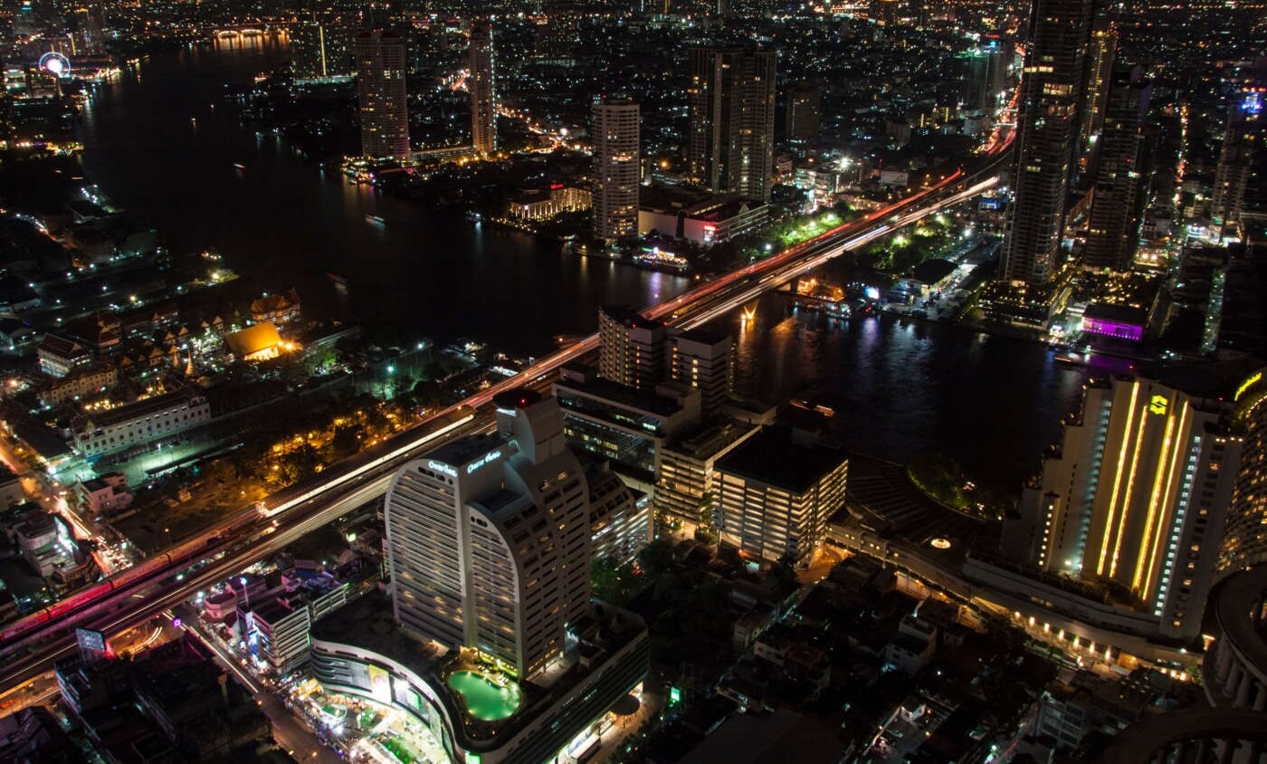 Cityscape at night with bright lights to symbolize connectivity