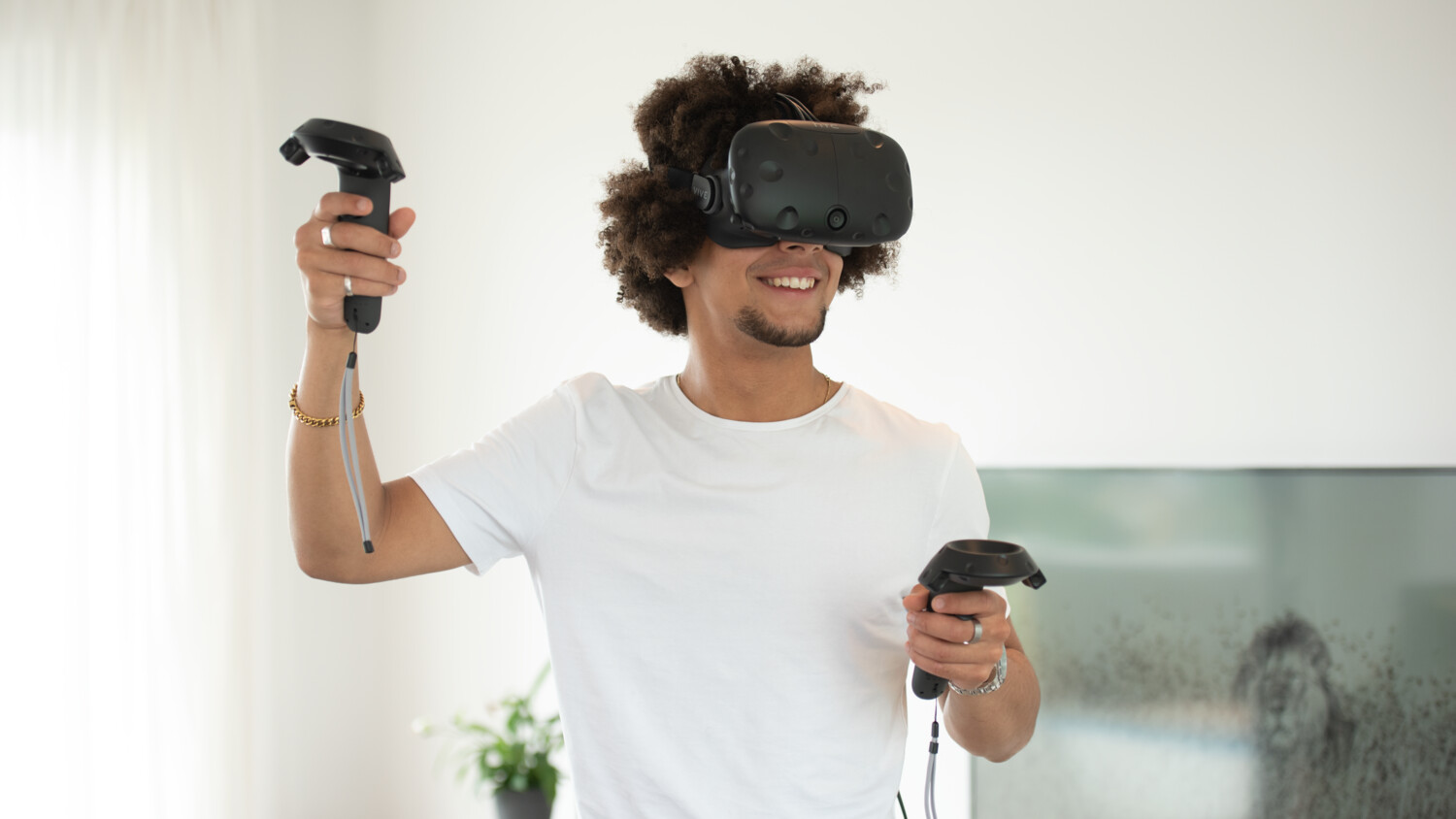 Person using VR at home