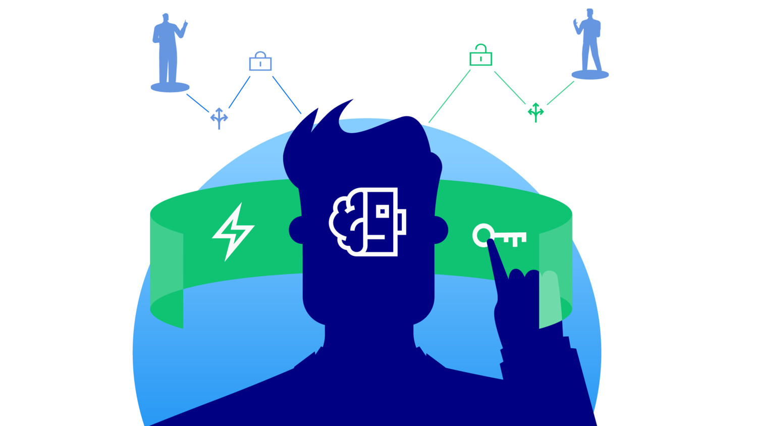 Illustration of a person pointing up