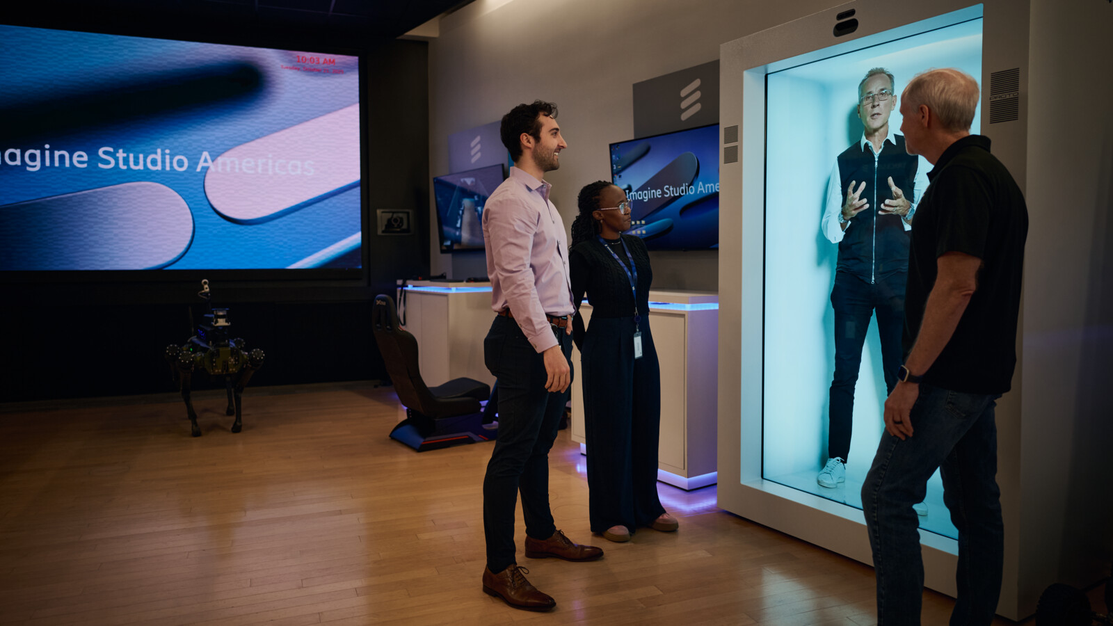 Man showing hologram in the Imagine Studio in Texas, USA