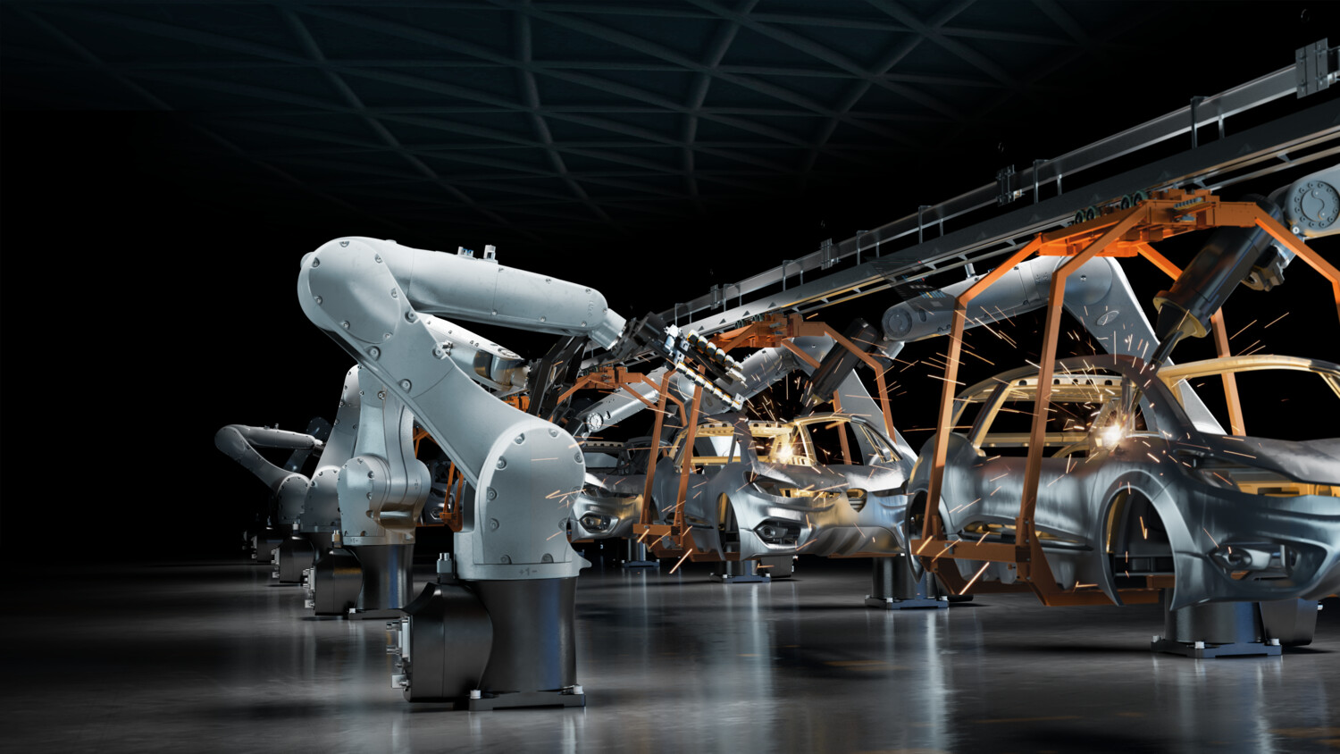 Industry robots automation automotive manufacturing.