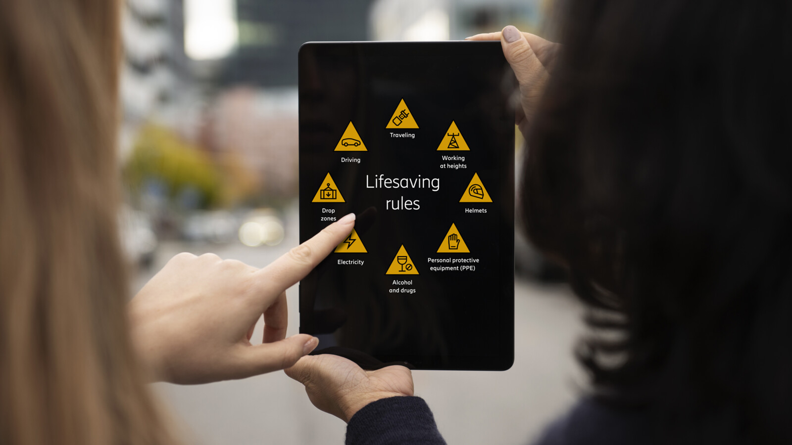 Lifesavings rules icons shown on a tablet.