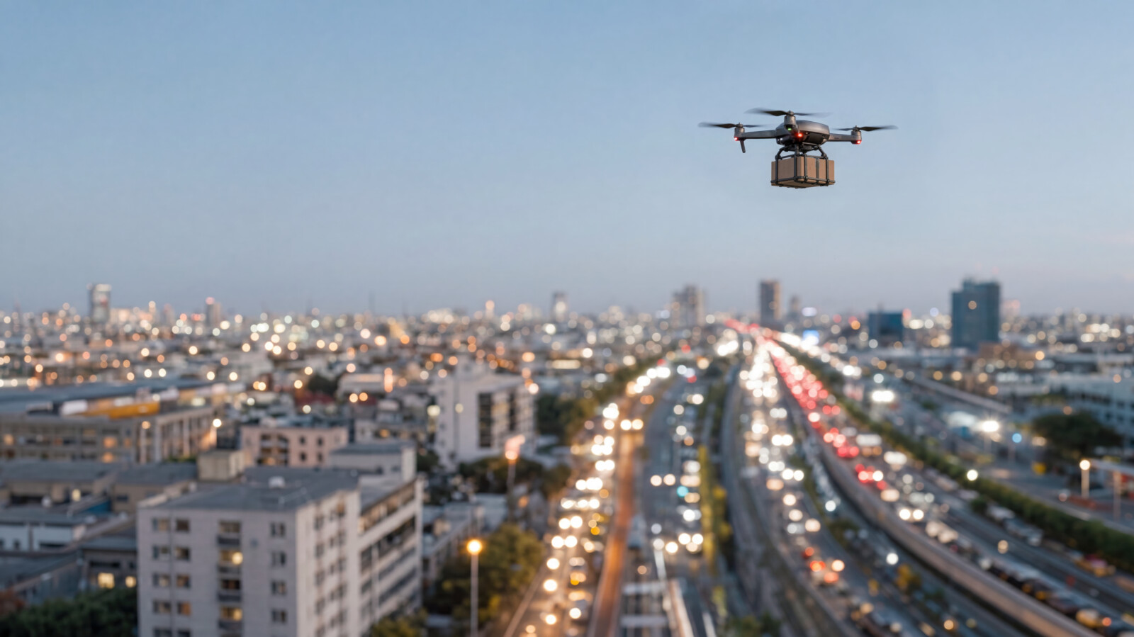  AI generated delivery drone in city