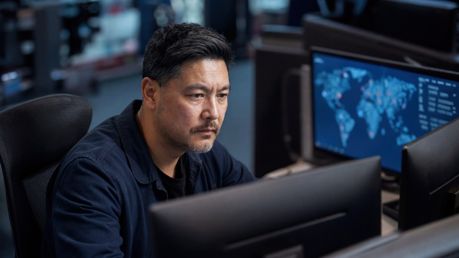 AI generated man in security operations center