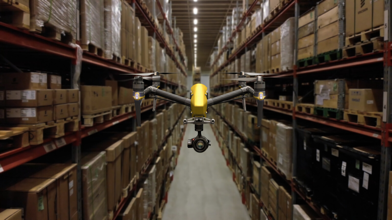 Inventory drone in logistic center.