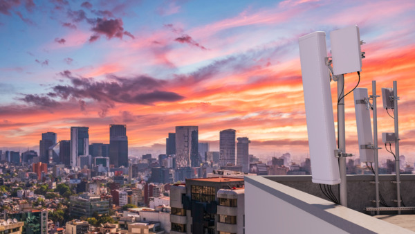 Radio AIR 3255, over a sunset city