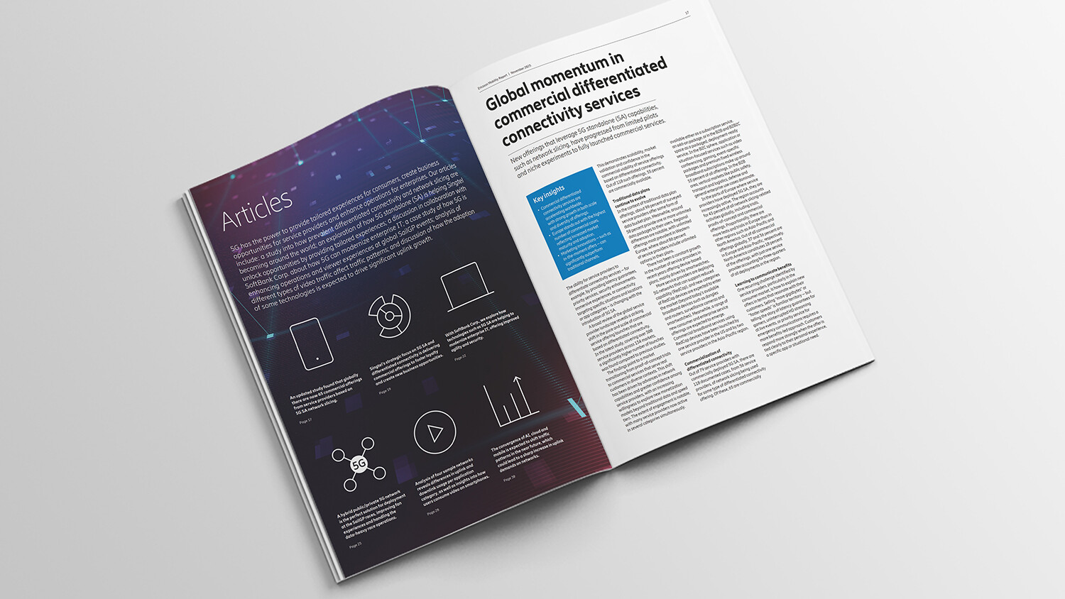 Open spread of a printed Ericsson Mobility Report.