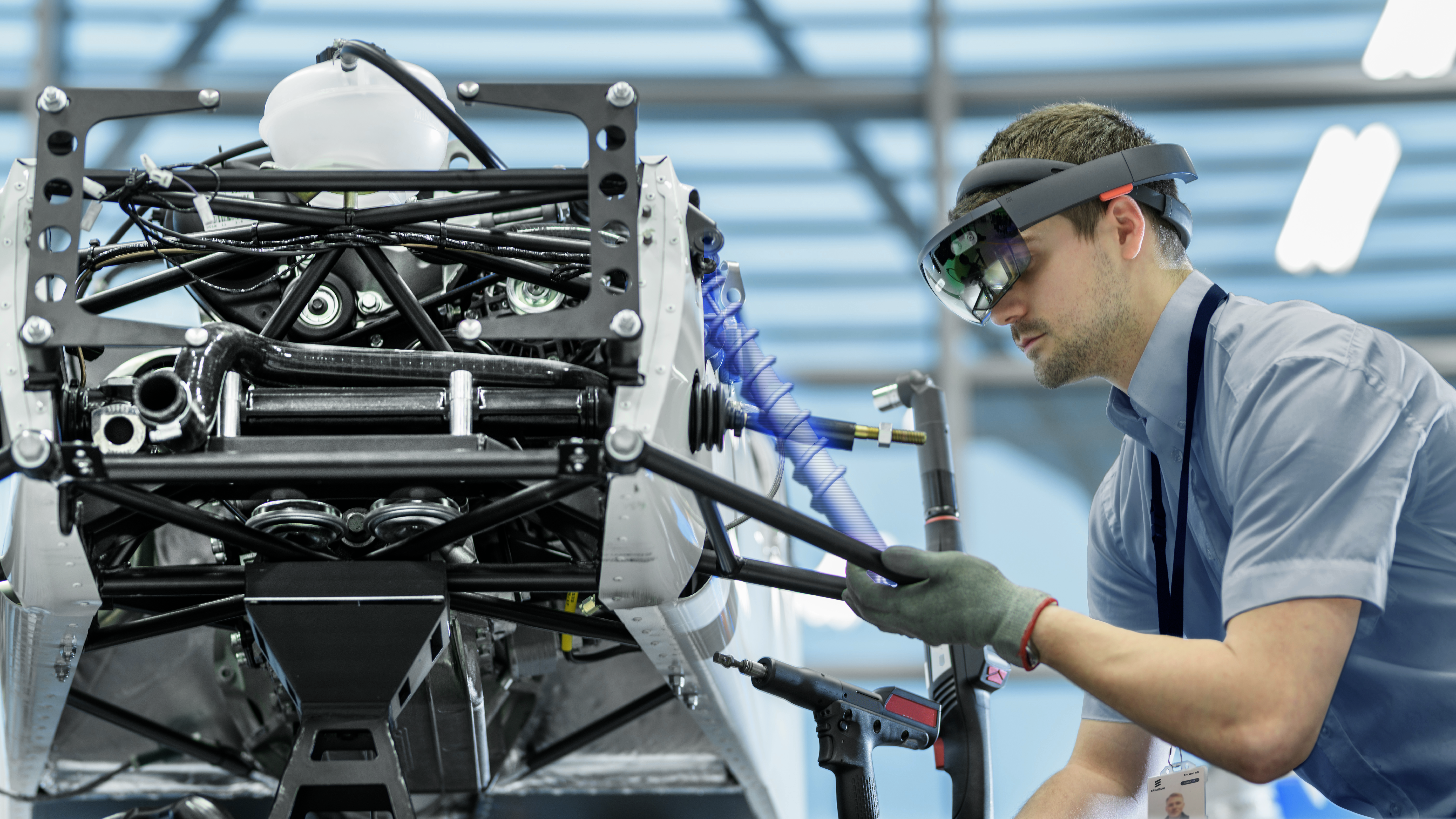 Engineer using augmented reality headset