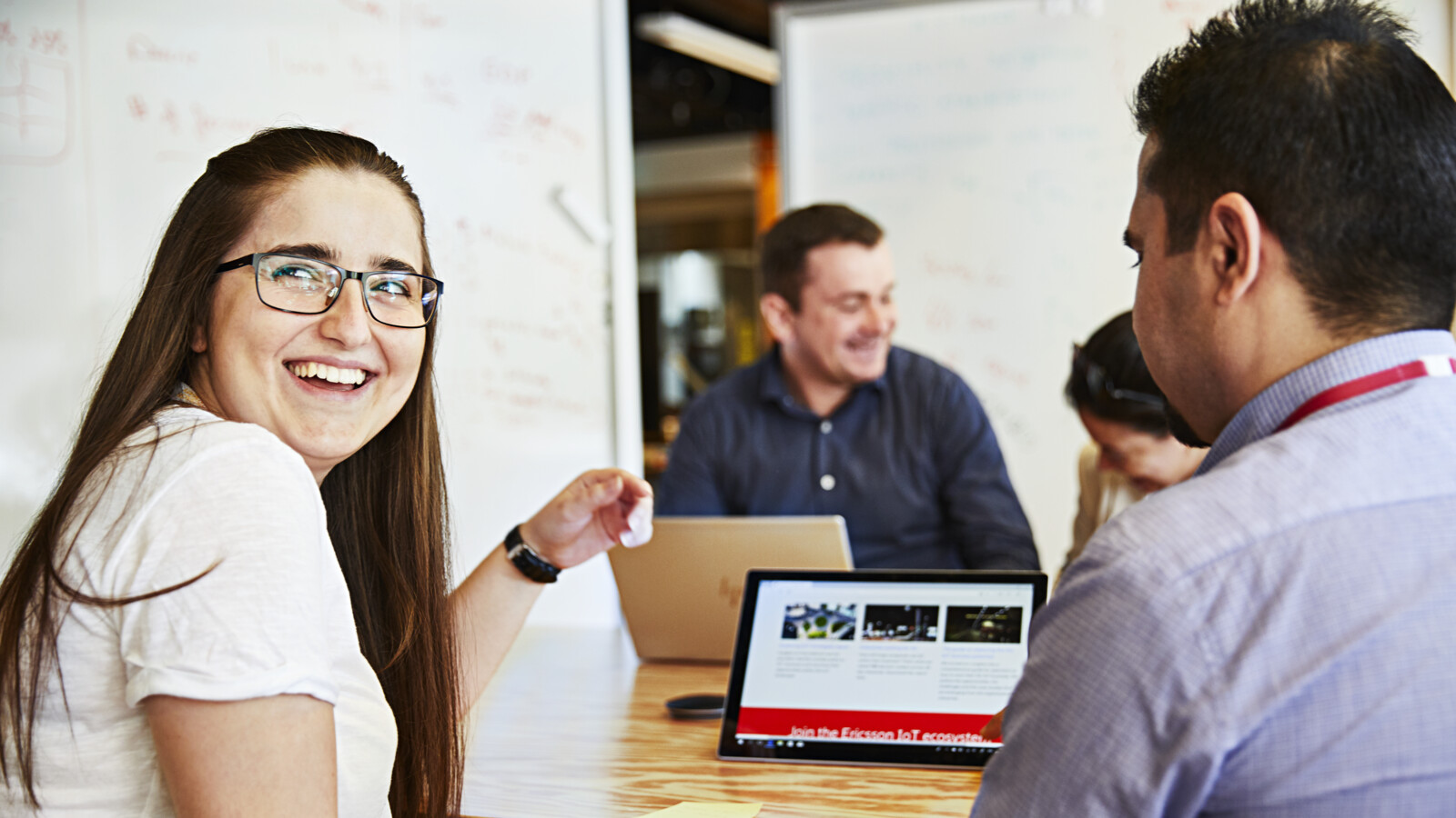Young people enjoying a workshop at the office