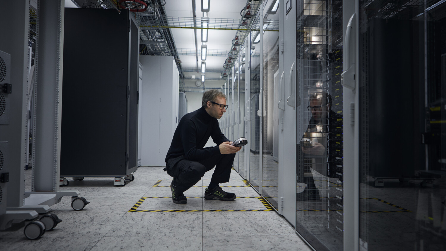 Man in server room