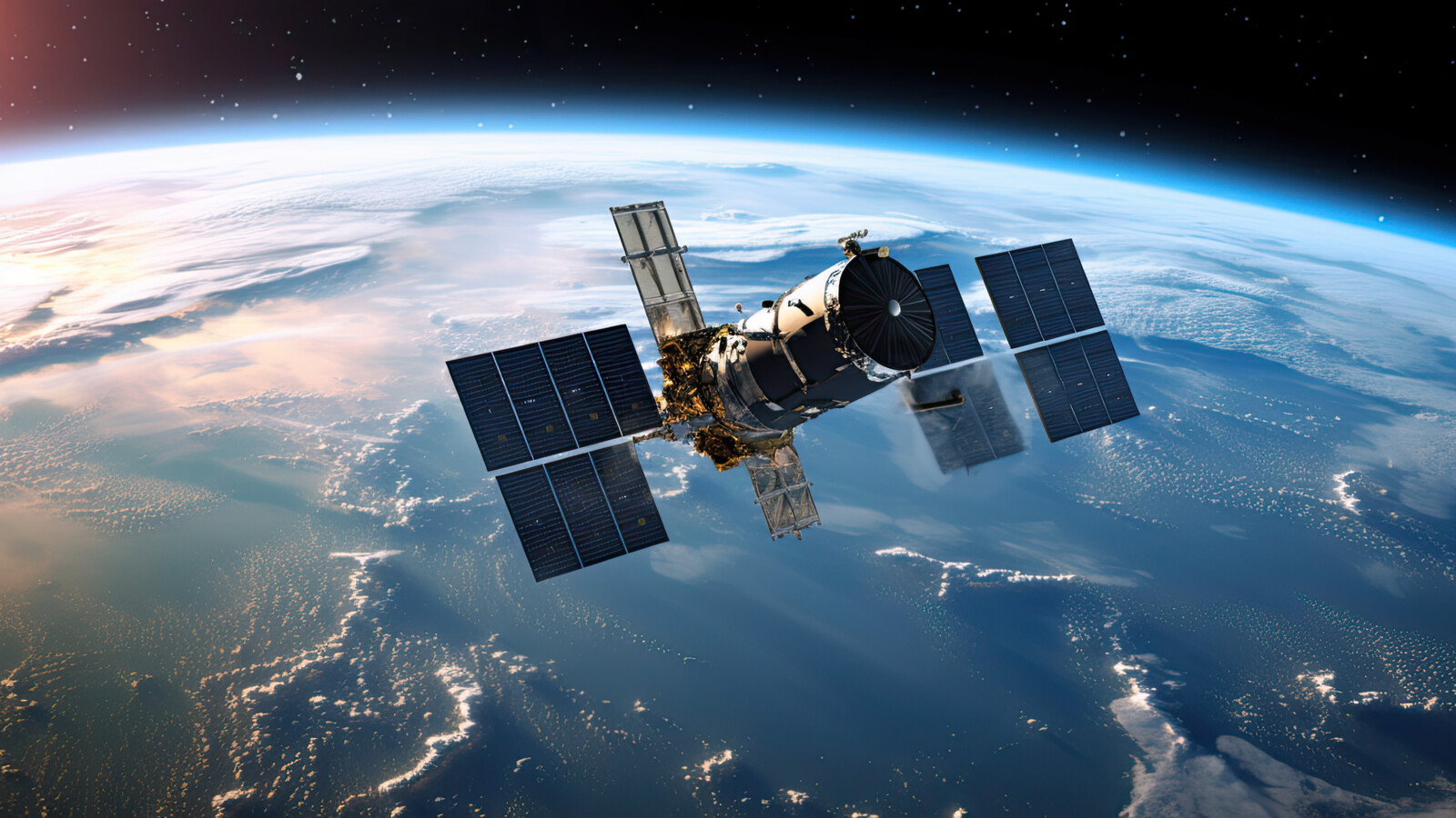 A satellite with wirth in the background