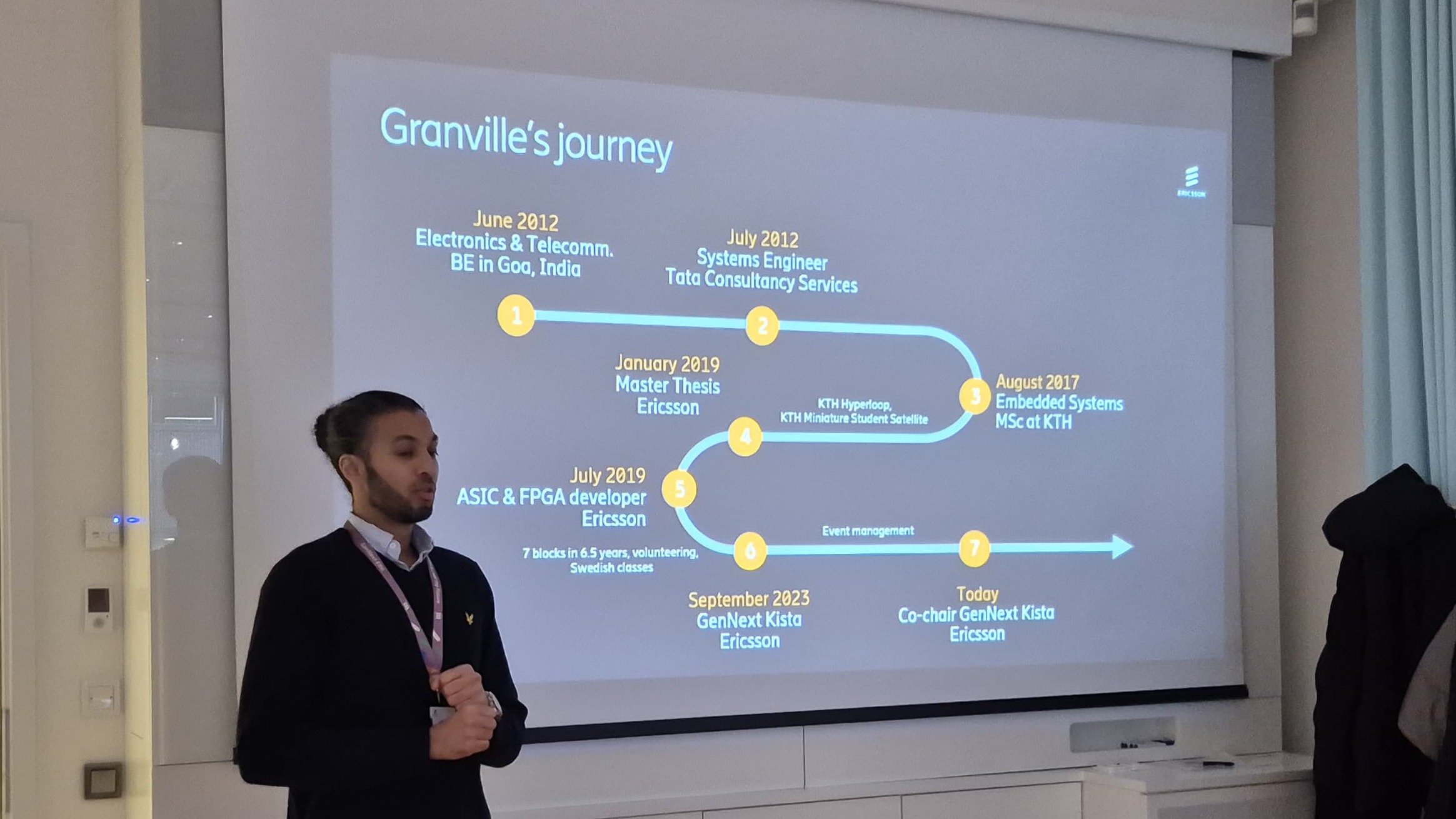 man presenting to group