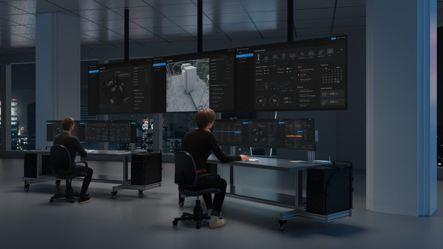 People working in NOC room.